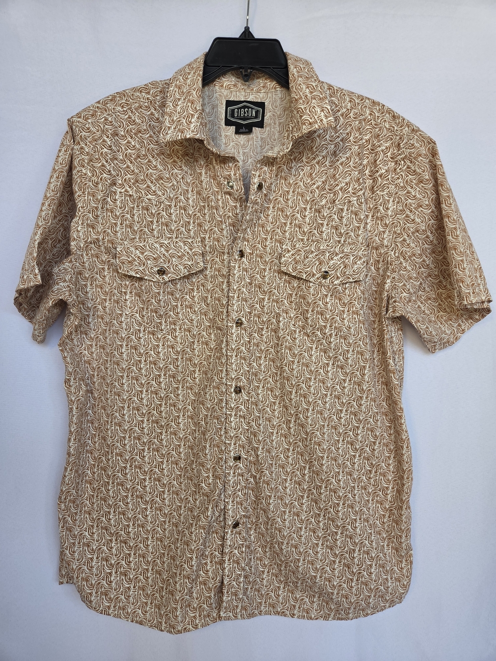 Gibson Beige Short Sleeve Printed Button-Up Shirt
